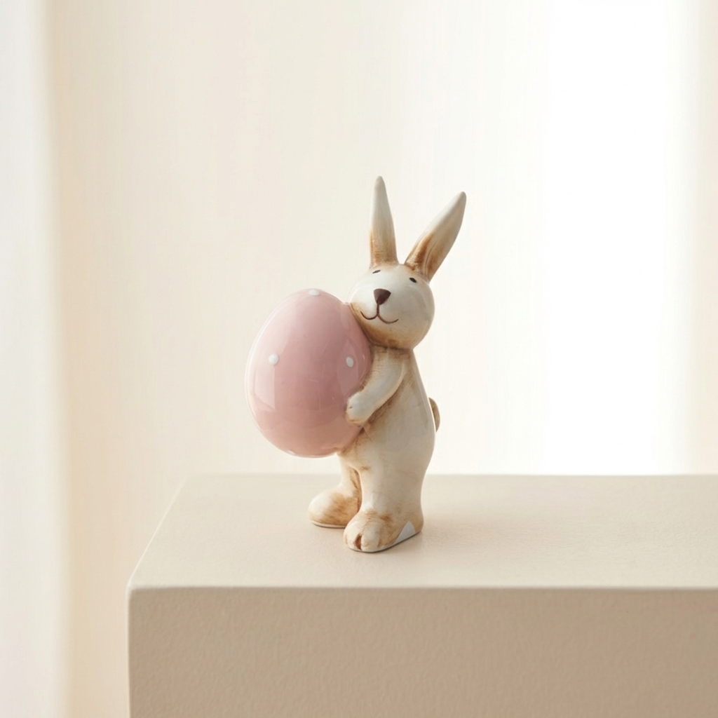 Rabbit with Egg Decoration, 10cm