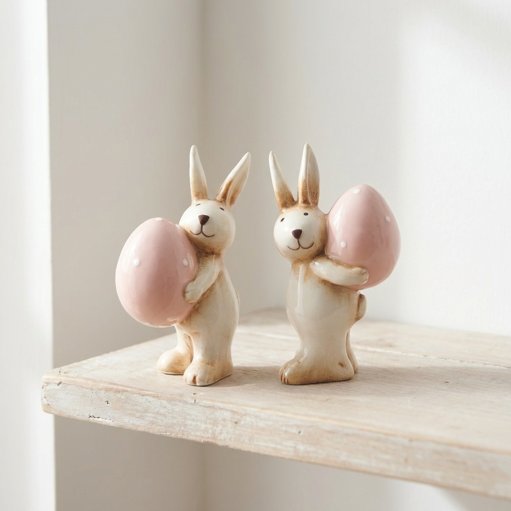 Rabbit with Egg Decoration, 10cm