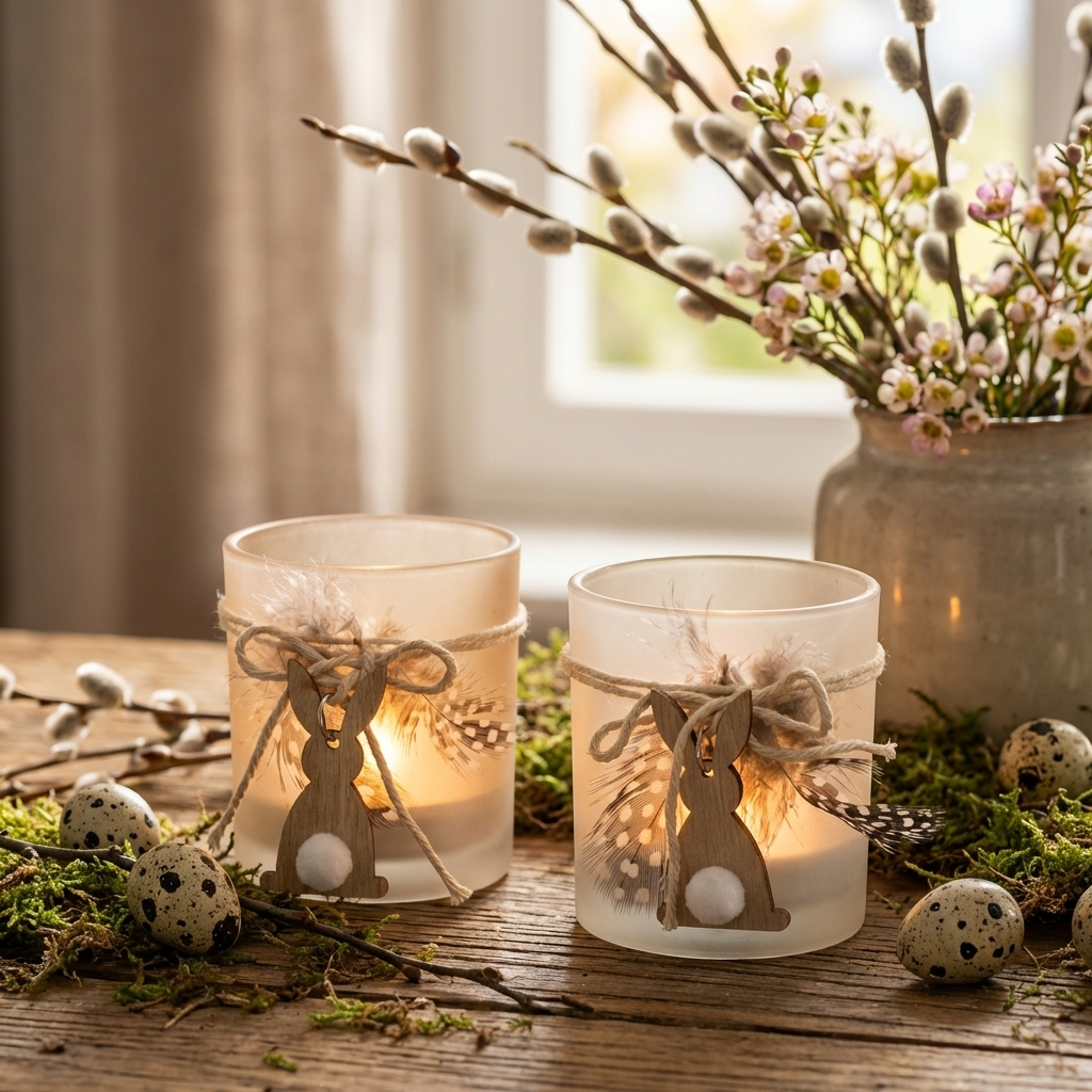 Bunny Feather T-Light Holder