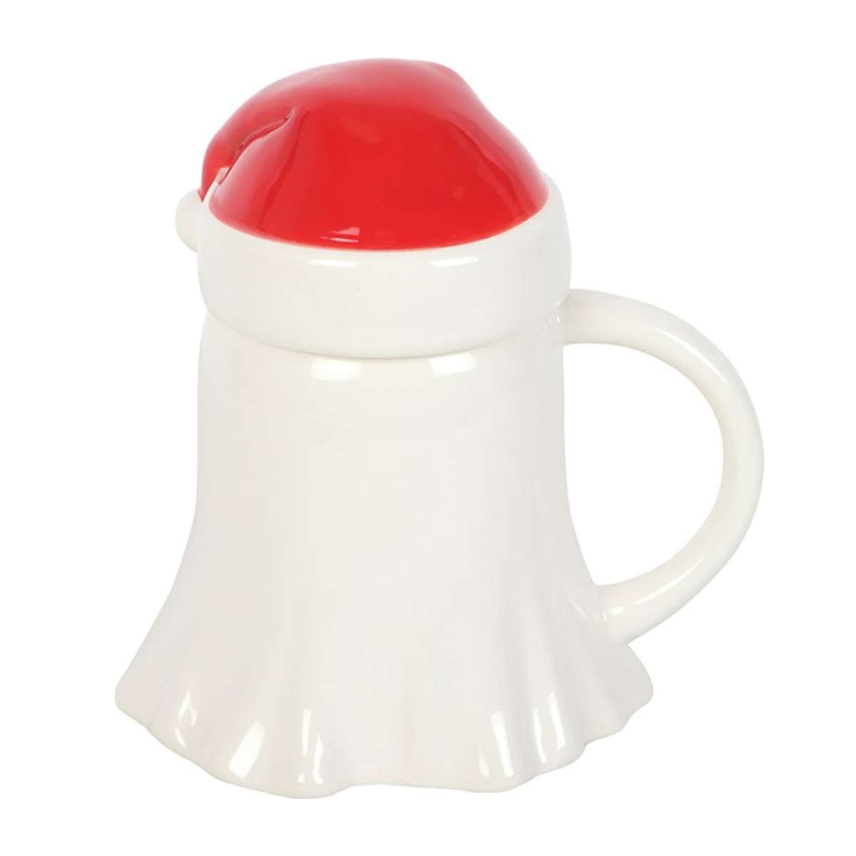 Ghost Shaped Mug with Santa Hat Lid