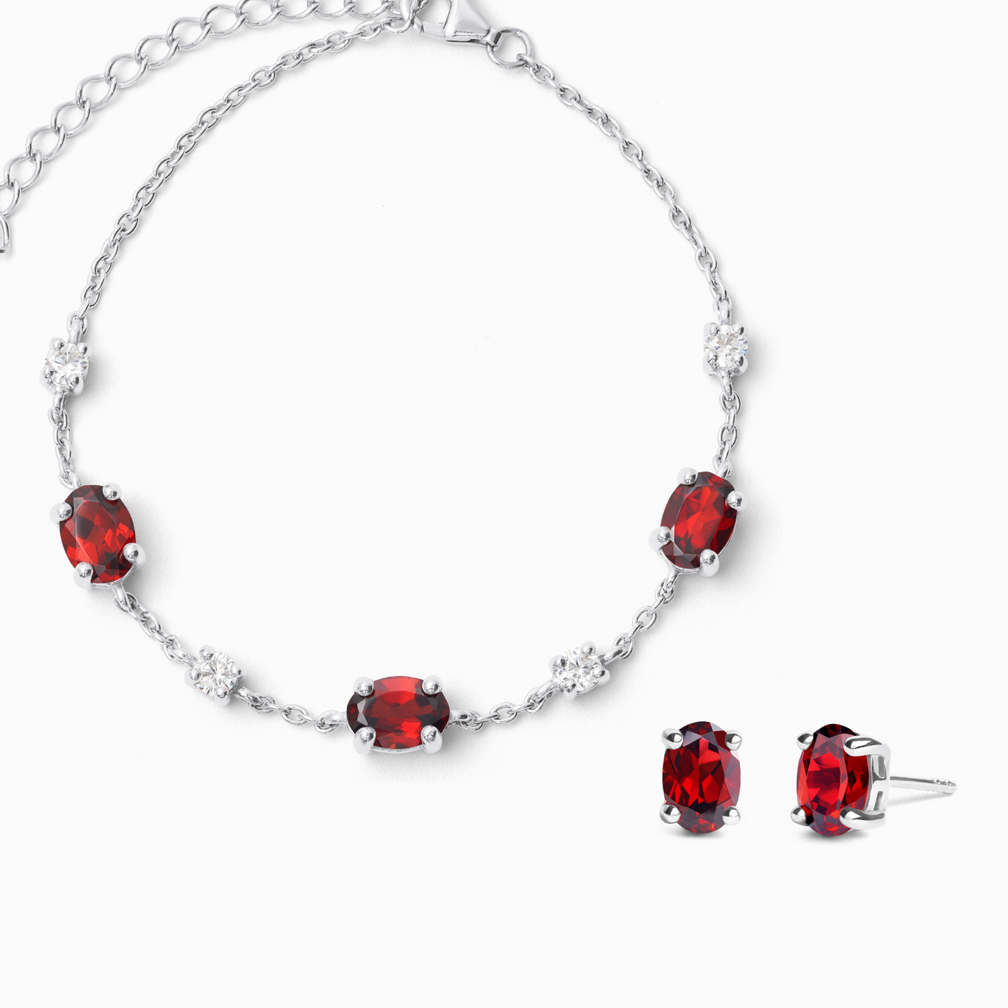 Mini Set 2 - Garnet Jewellery Set in Sterling Silver by Vianne Jewellery