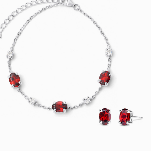 Mini Set 2 - Garnet Jewellery Set in Sterling Silver by Vianne Jewellery