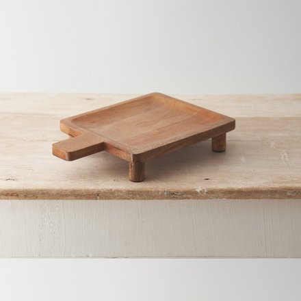 WOODEN TRAY W/FEET, 30CM