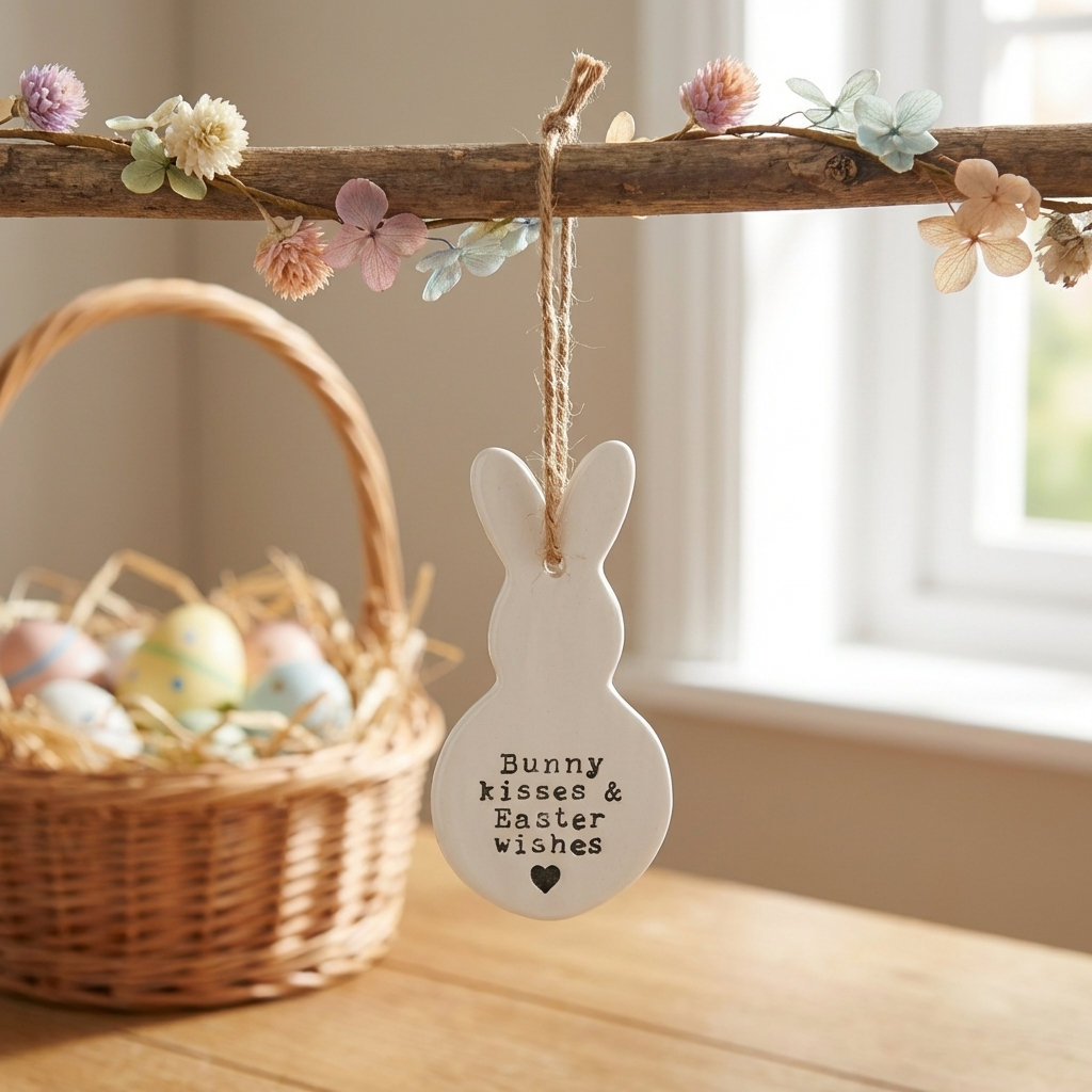 Bunny Kisses Hanging Sign, 9cm