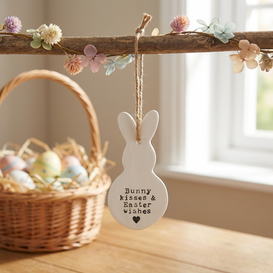 Bunny Kisses Hanging Sign, 9cm
