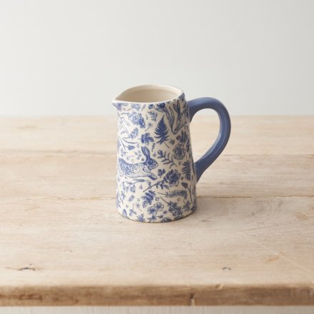 BLUE HARE FLORAL JUG