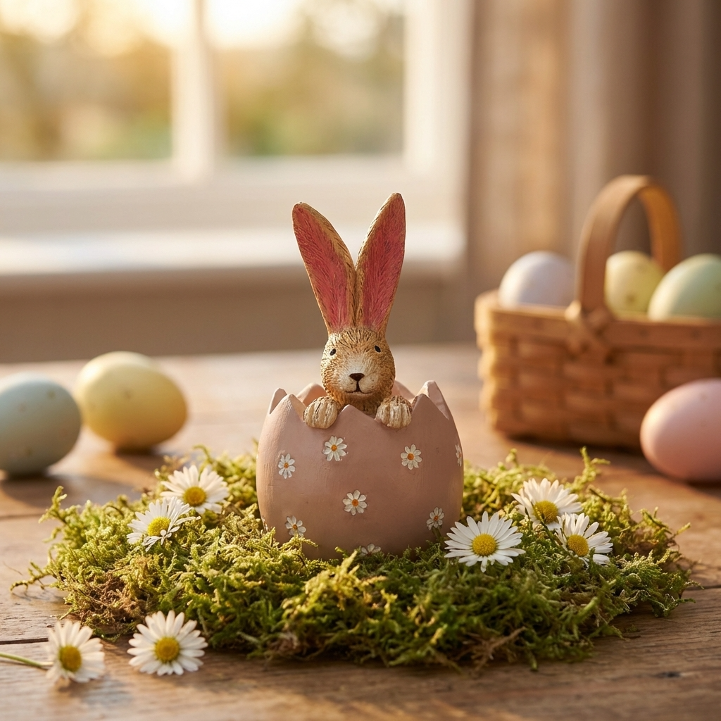 Jasper Rabbit Daisy Egg Ornament, 11cm