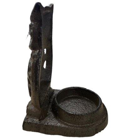 OWL T-LIGHT HOLDER, 10.8CM CAST IRON