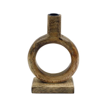 22CM WOODEN ABSTRACT CANDLE HOLDER