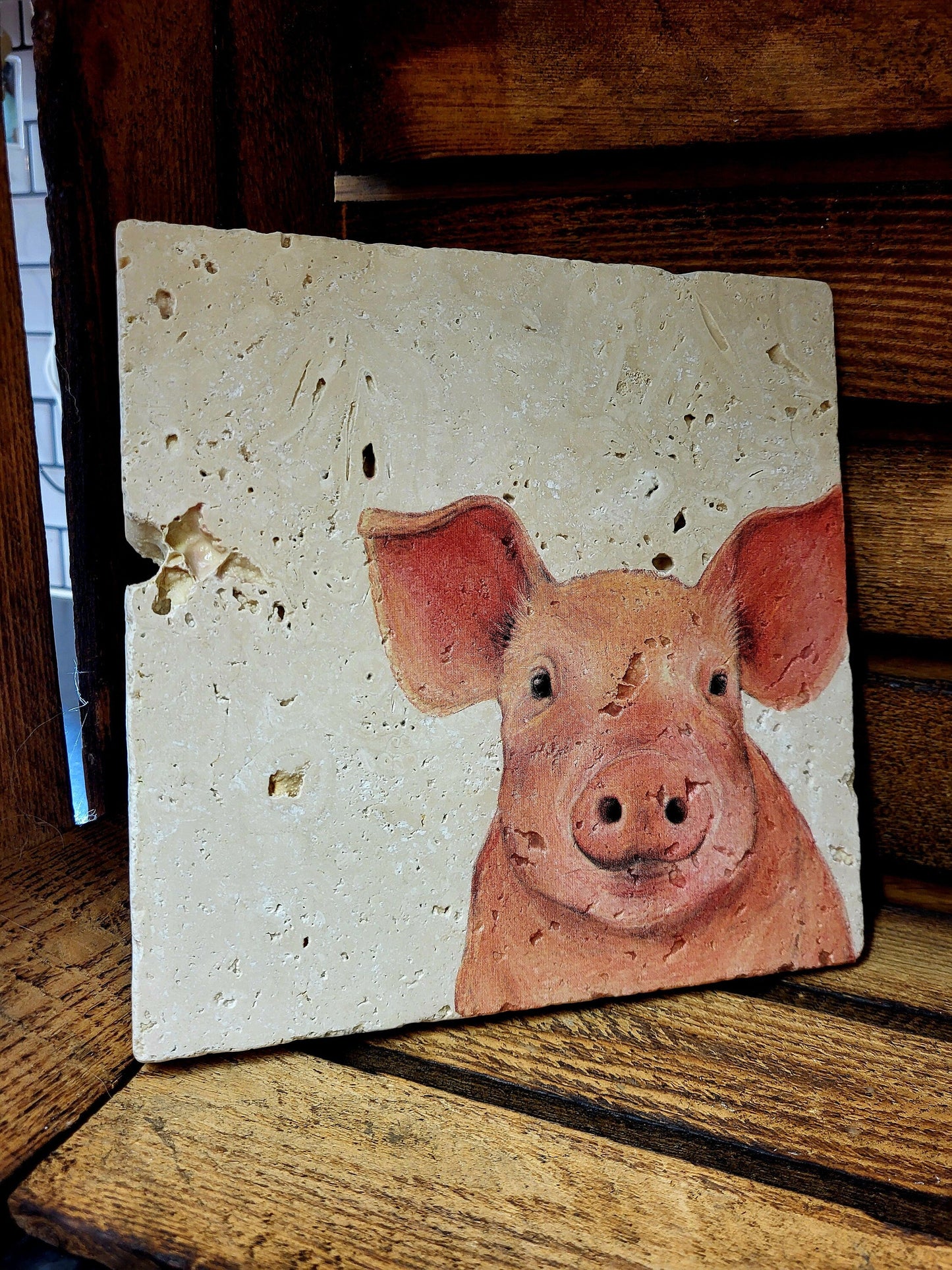 Handmade Stone placemat/ Trivet/ Worktop saver/ Farm animals/ Natural stone placemats