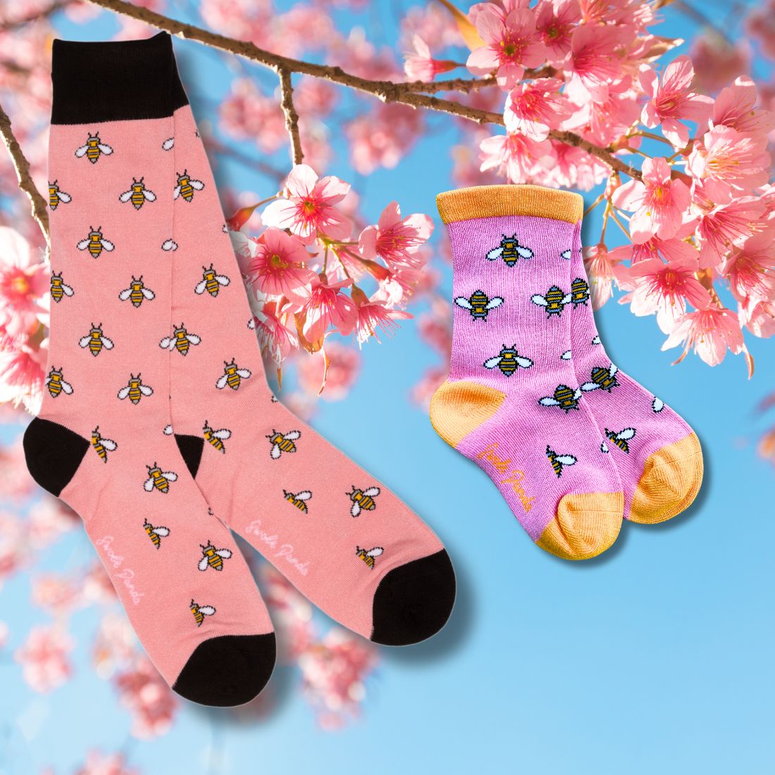 Bumblebee Matching Bamboo Socks (Adult & Child) by Swole Panda