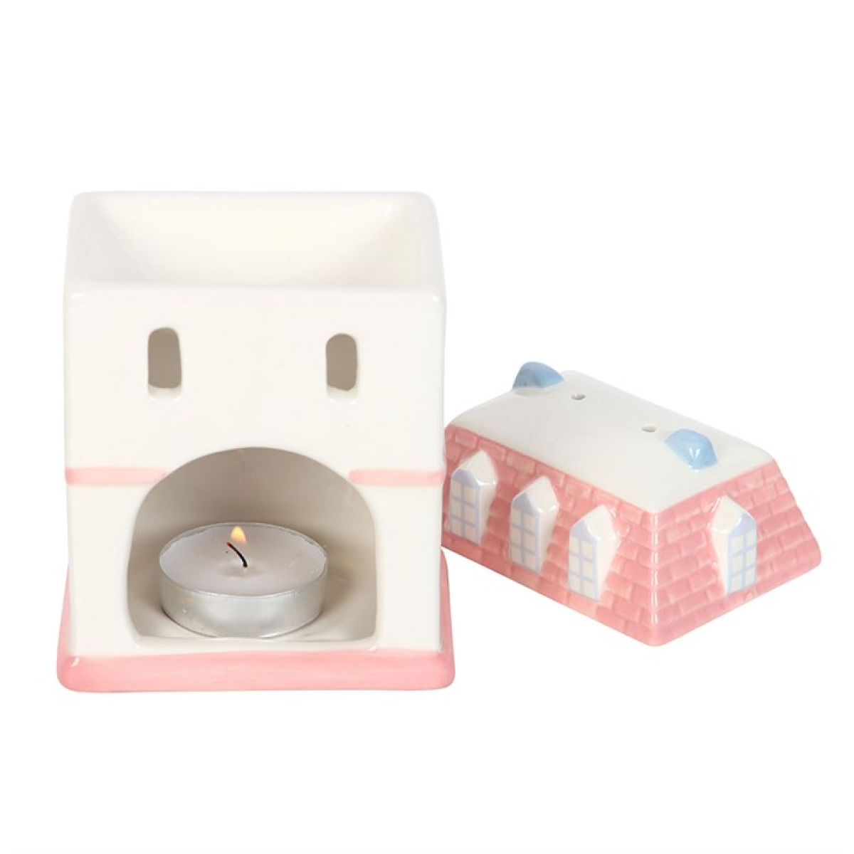Pastel House Shaped Ceramic Oil Burner and Wax Warmer
