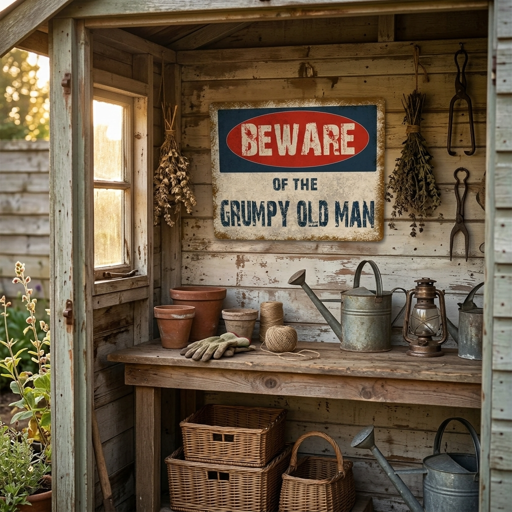 Beware of the Grumpy Old Man Metal Sign