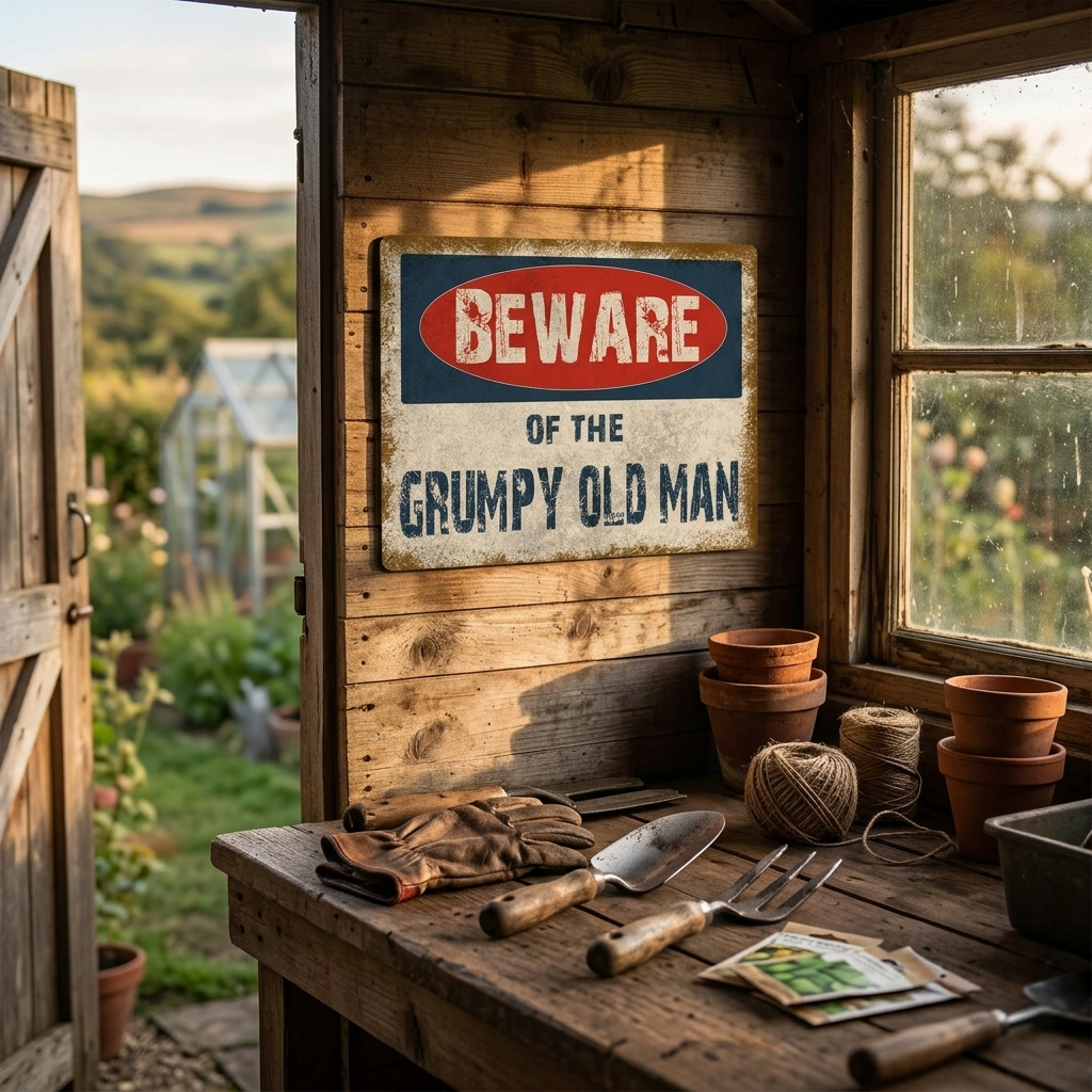 Beware of the Grumpy Old Man Metal Sign