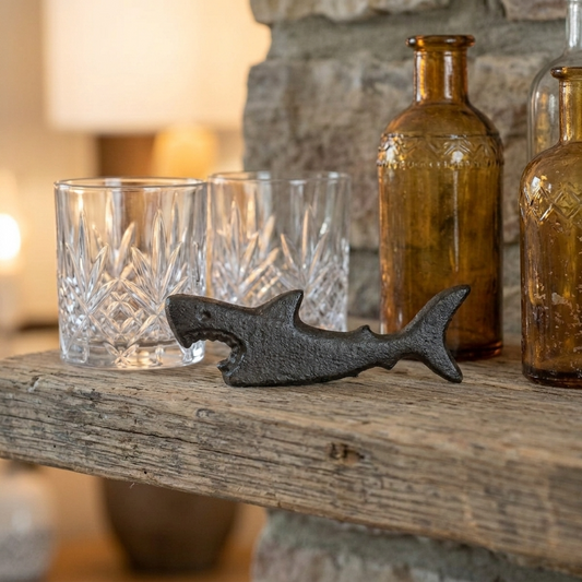Cast Iron Shark Bottle Opener 9cm Coastal Bar Accessory
