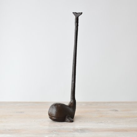 CAST IRON WHALE TOILET ROLL / KITCHEN ROLL HOLDER, 33CM