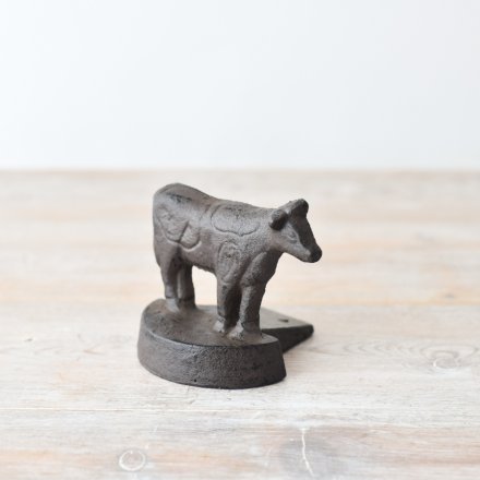 CAST IRON COW ORNAMENT DOORSTOP WEDGE 10.3CM