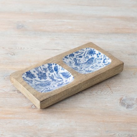 RABBIT DESIGN ENAMEL SERVING TRAY