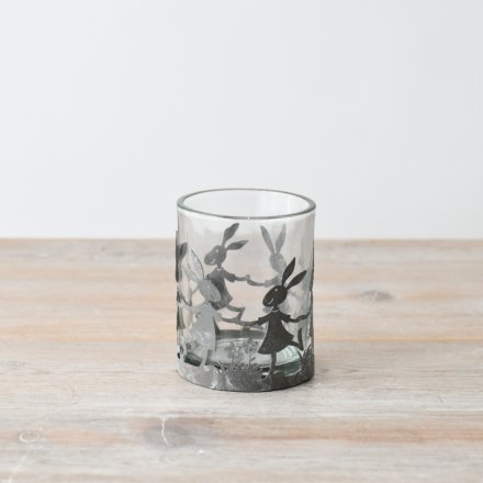 METAL RABBIT DESIGN CANDLE POT, 8CM