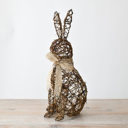 STANDING RATTAN BUNNY DECO, 40CM