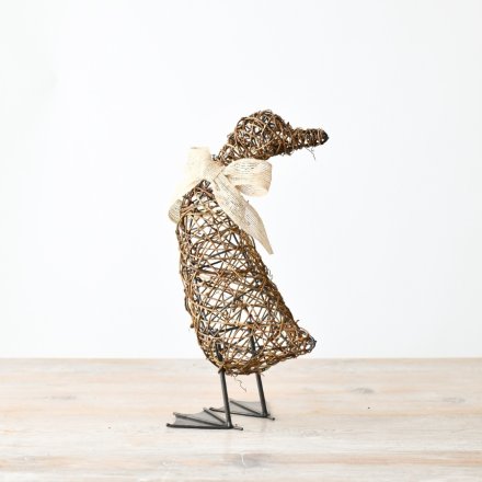 RATTAN STANDING DUCK DECO, 30CM