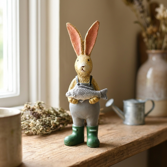 Jasper Rabbit Gone Fishing Ornament 14cm