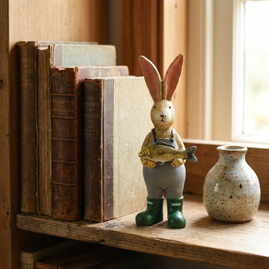 Jasper Rabbit Gone Fishing Ornament 14cm