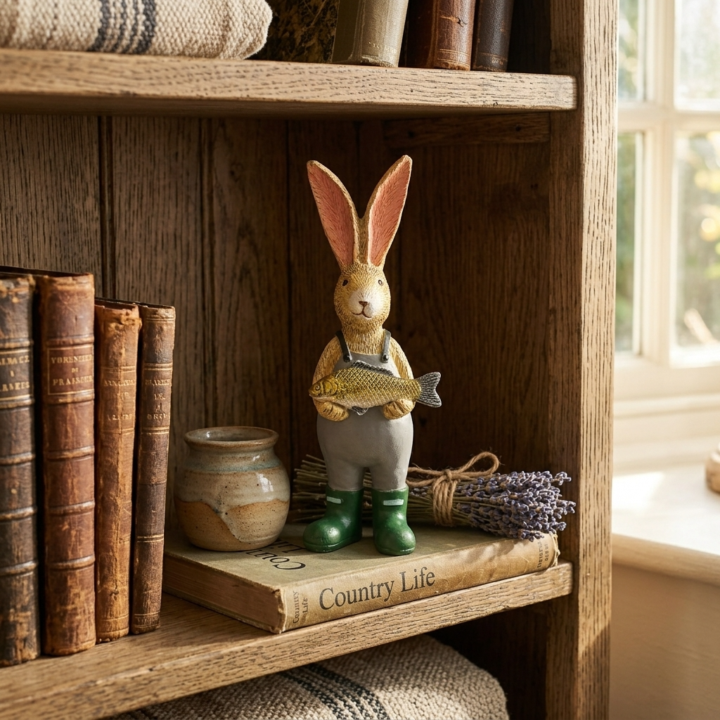 Jasper Rabbit Gone Fishing Ornament 14cm