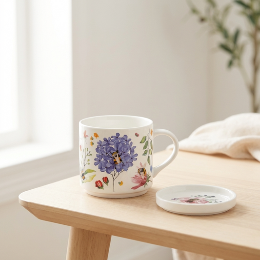 Nectar Meadows Porcelain Mug & Coaster Lid Set