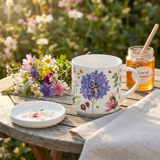 Nectar Meadows Porcelain Mug & Coaster Lid Set