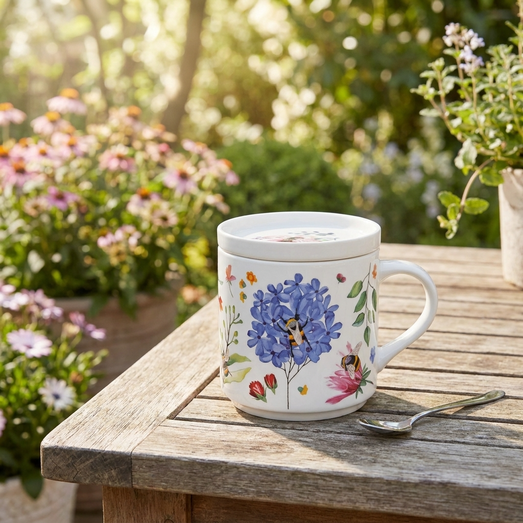 Nectar Meadows Porcelain Mug & Coaster Lid Set