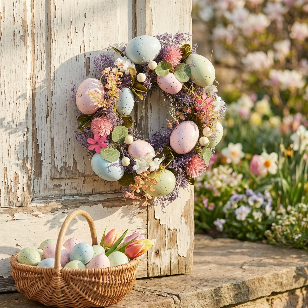 Easter Egg & Flower Wreath, 23cm