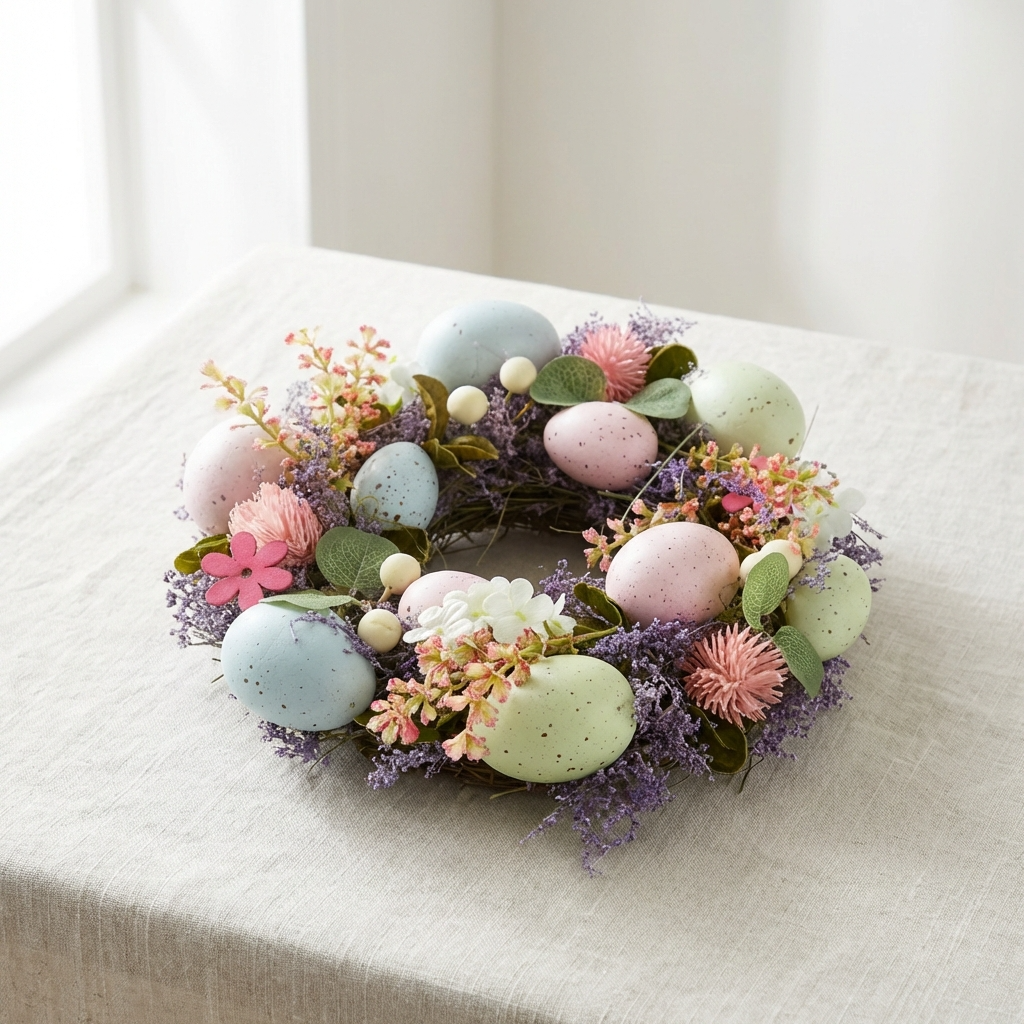 Easter Egg & Flower Wreath, 23cm