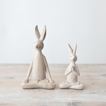 YOGA RABBIT FIGURINE, 19CM