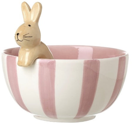 Pink Stripe Rabbit Bowl, 13.2cm