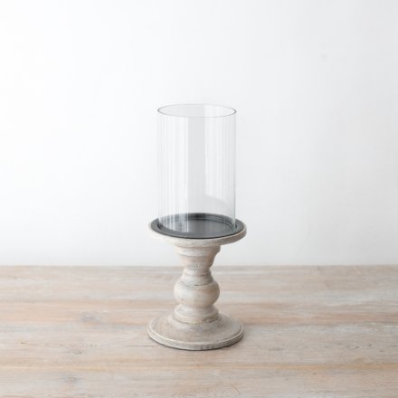 WOODEN PILLAR CANDLE HOLDER