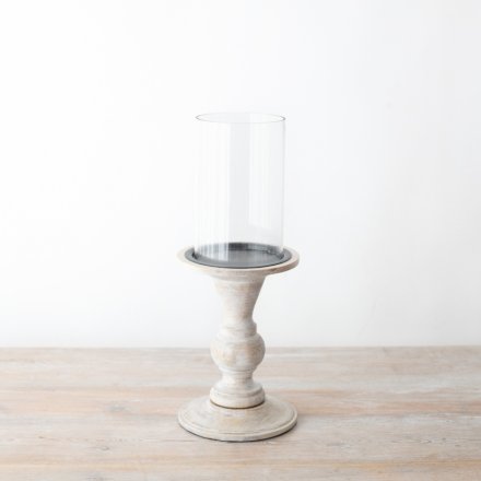 WOODEN PILLAR CANDLE HOLDER