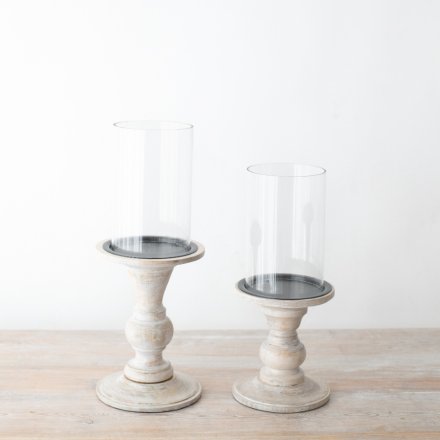 WOODEN PILLAR CANDLE HOLDER