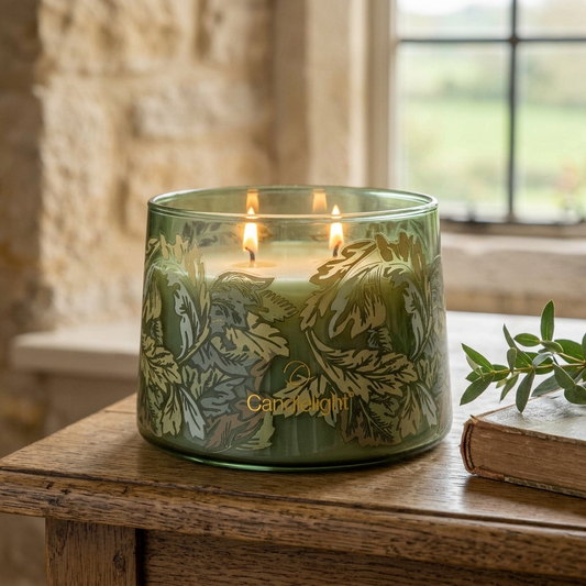 Candlelight Acanthus Forest Tapered Double Wick Candle