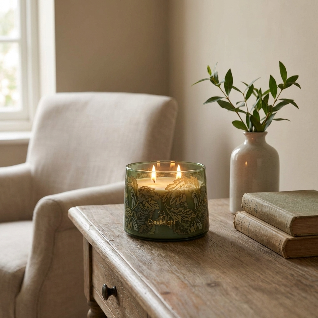 Candlelight Acanthus Forest Tapered Double Wick Candle
