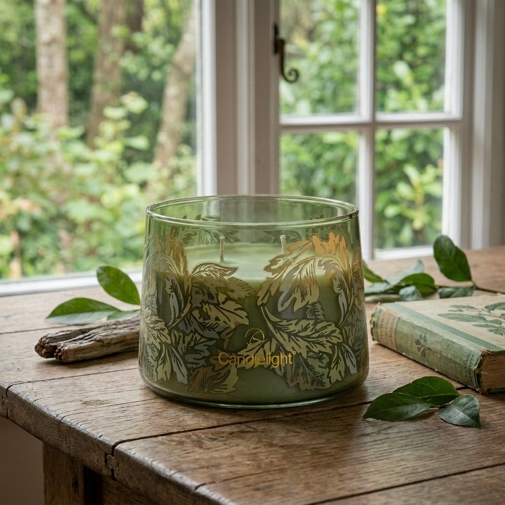 Candlelight Acanthus Forest Tapered Double Wick Candle