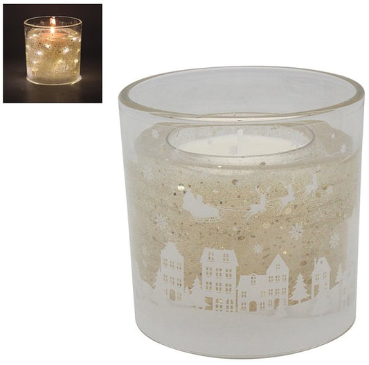 Scented Light Up Cream Town LED Gel Candle, 10cm