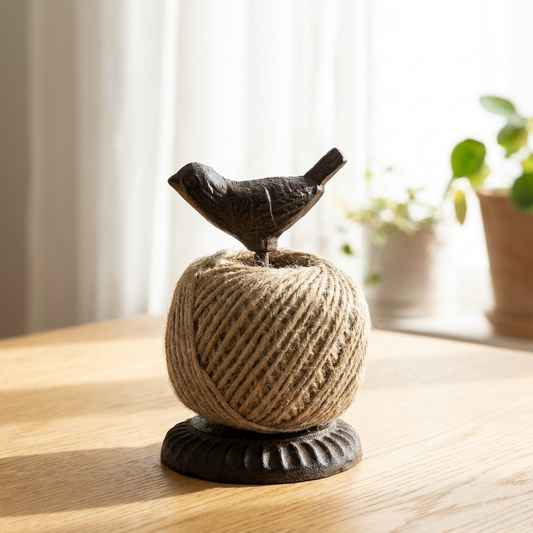 Cast Iron Bird Twine Holder with Twine – 12cm