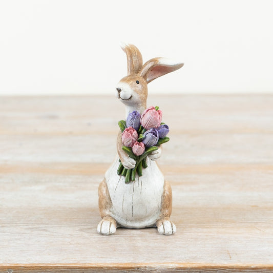 Bunny Holding Flowers Ornament, 14cm