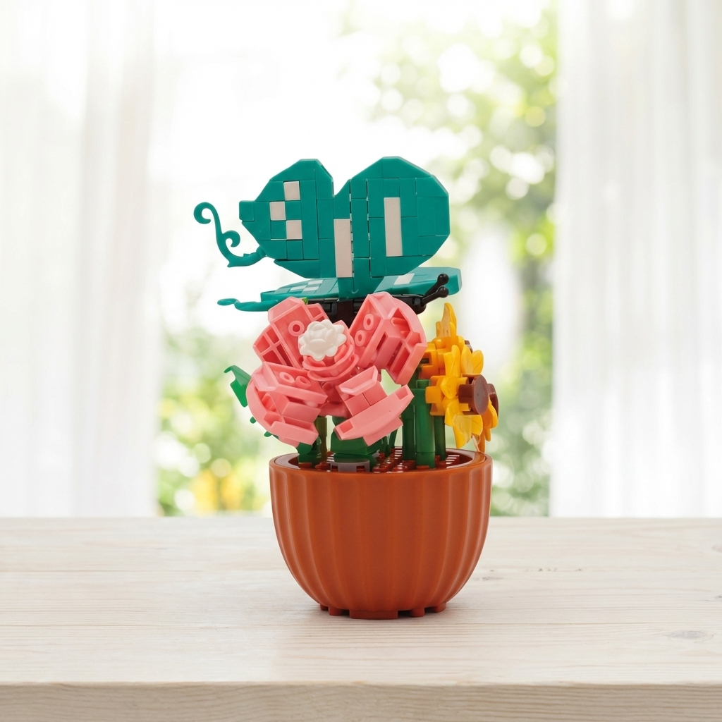 Mini Bricks Flowers With Butterfly Build Set