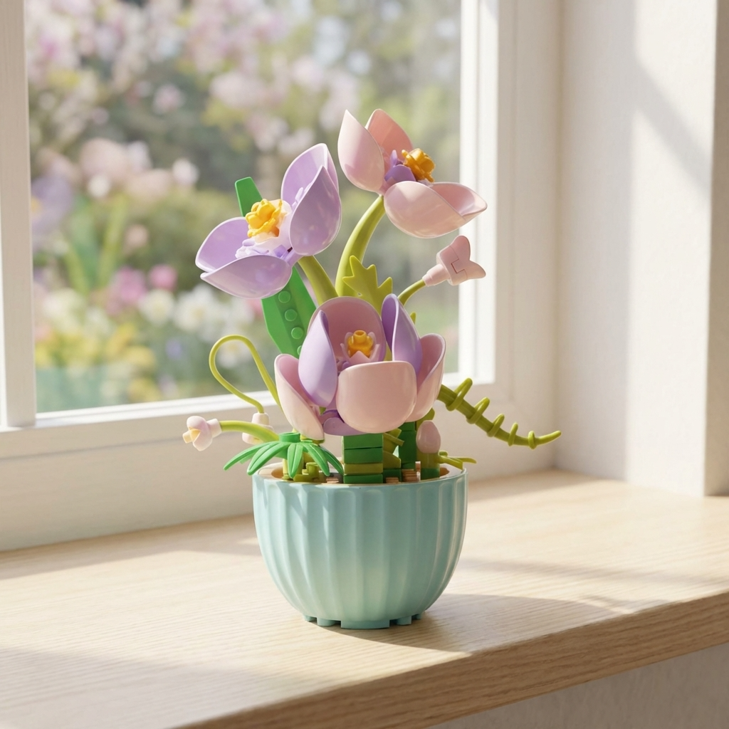 Mini Bricks Pink & Lilac Crocuses Build Set