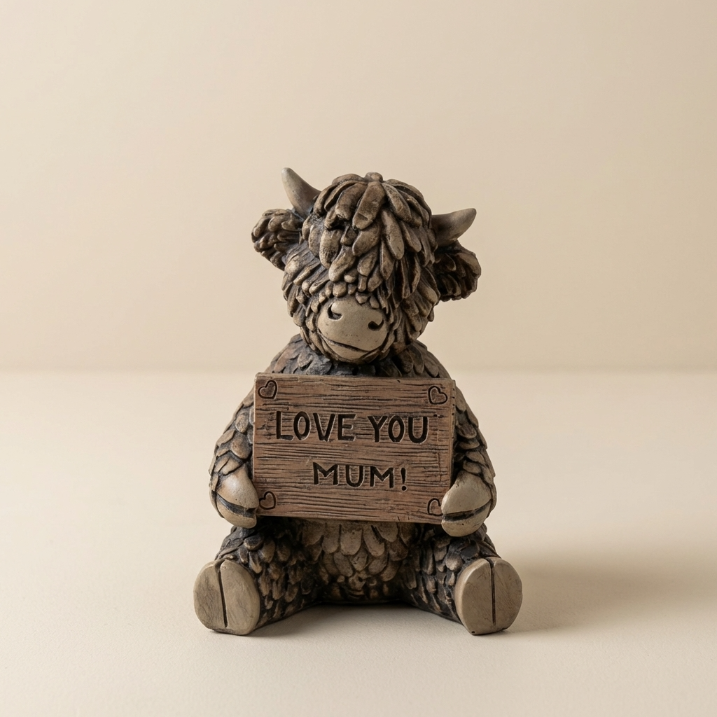 Highland Cow Love You Mum Ornament, 11cm