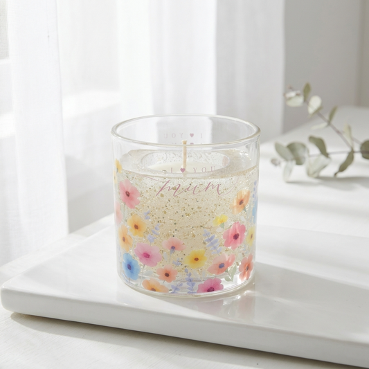 Scented Light up Flower Glitter Mum LED Gel Candle, 10cm