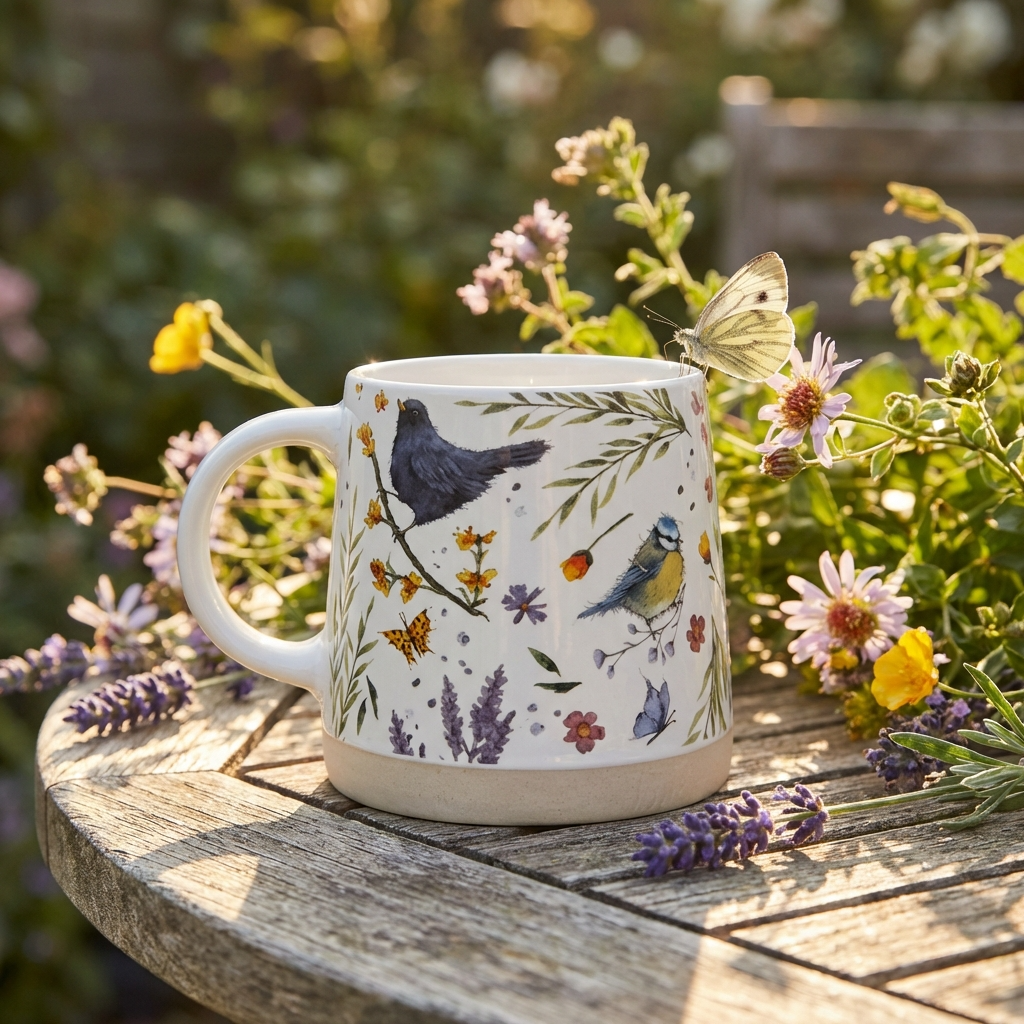 Jan Pashley Wings & Wildflowers Tapered Stoneware Mug, 13cm