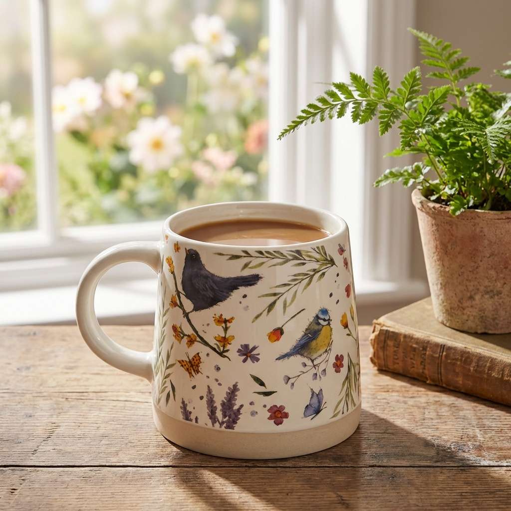 Jan Pashley Wings & Wildflowers Tapered Stoneware Mug, 13cm